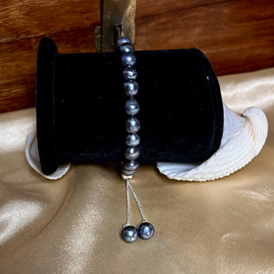 Black Pearl Silver Bracelet