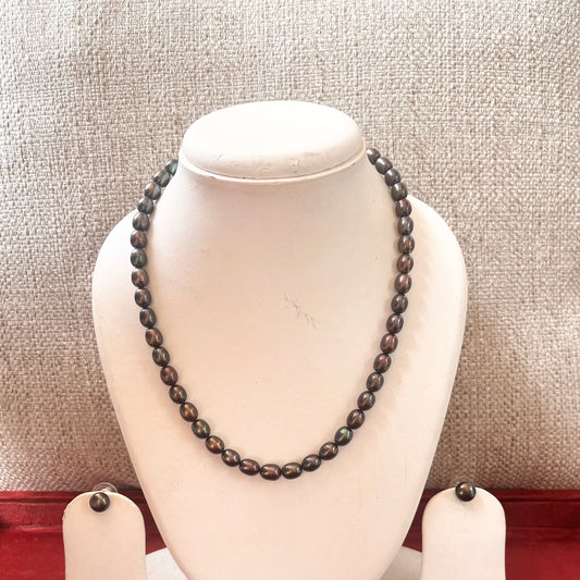 Chocolate Pearl Necklace Set