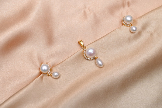 Diamond Pearl princess Pendant Set