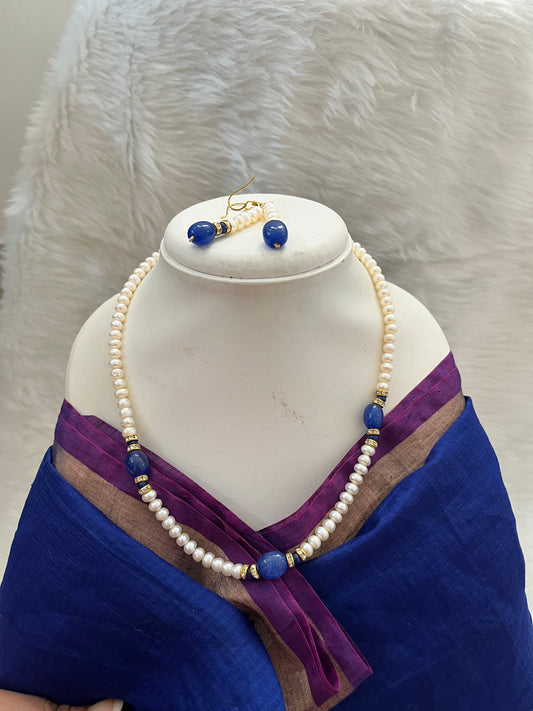 sapphire pearl necklace set 