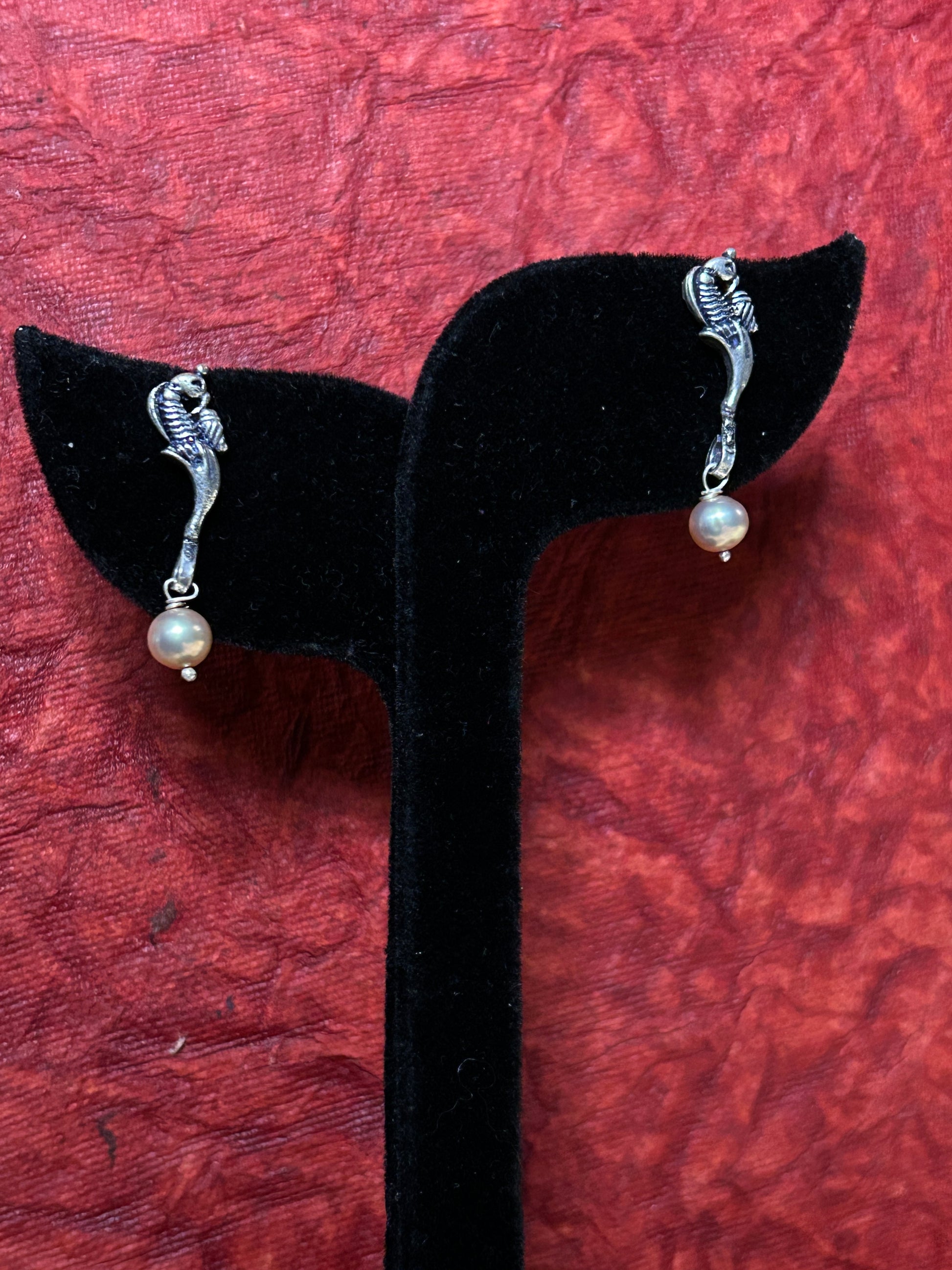 Drop Pearl Earrings in Silver 