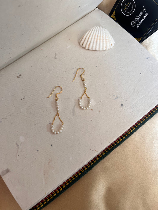 Silver Pearl Earrings with Gold Polish