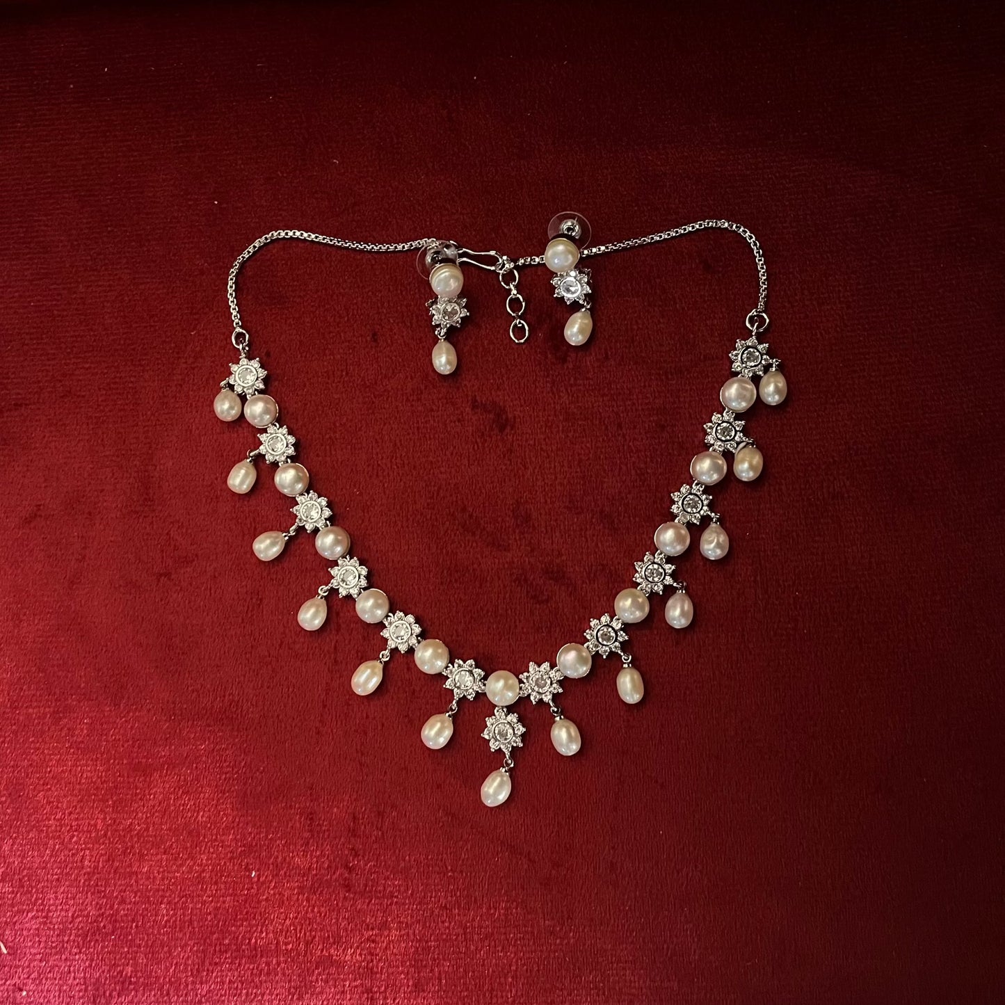 Diamond Pearl Necklace Set