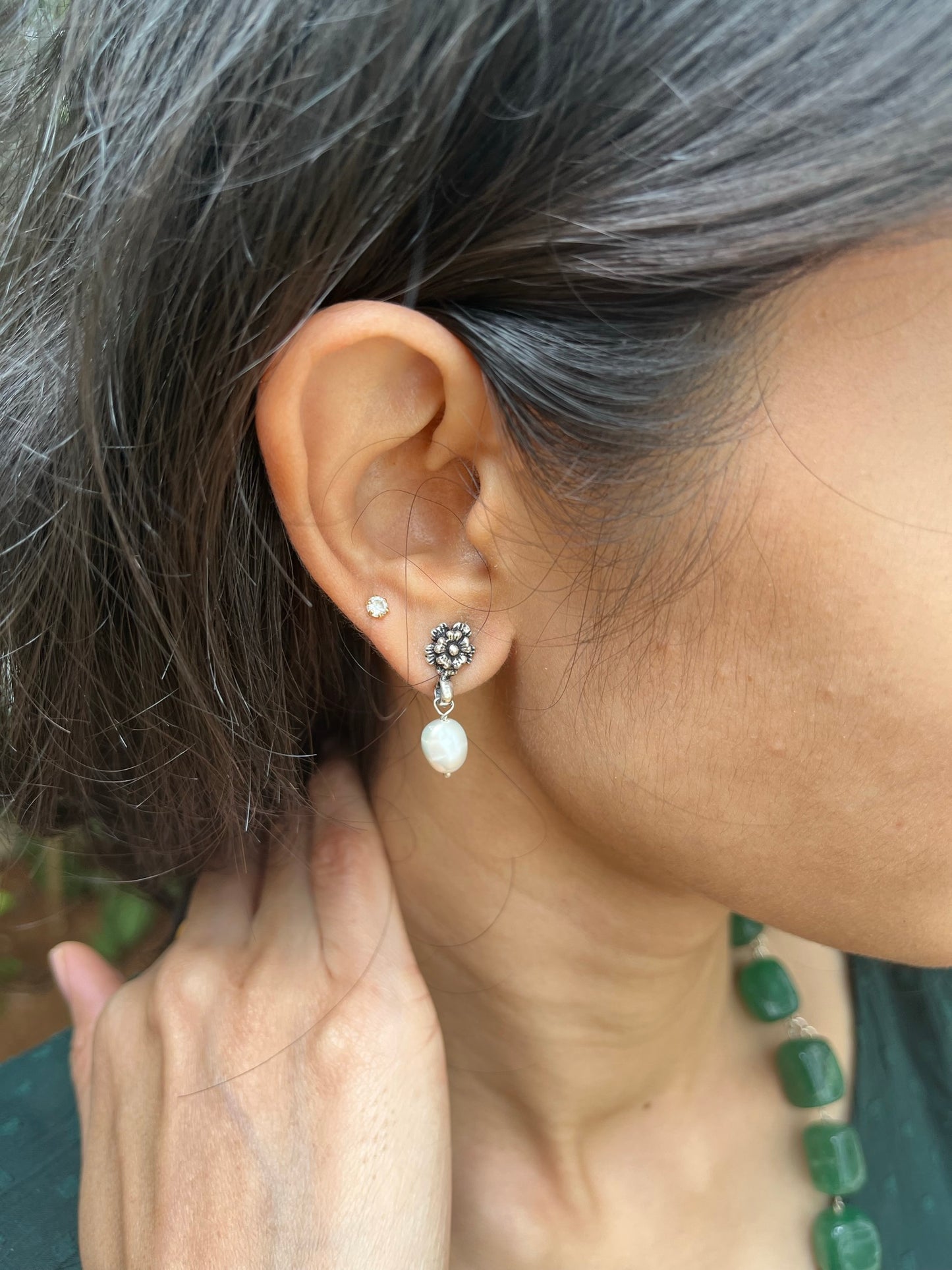 Pearl Drop Silver Earrings