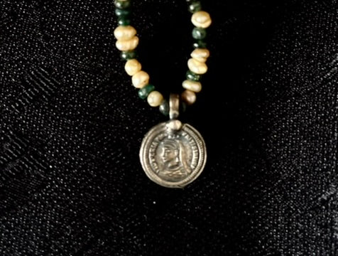 Vintage Emerald Coin Necklace