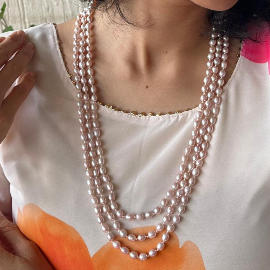 Natural Pink Pearl Multilayer Necklace