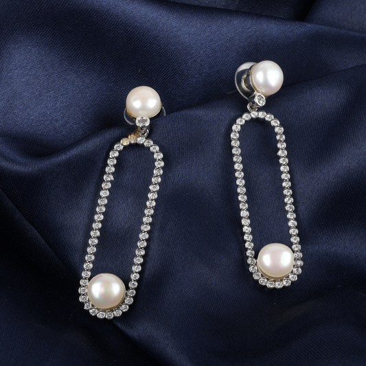 Diamond Pearl Earrings